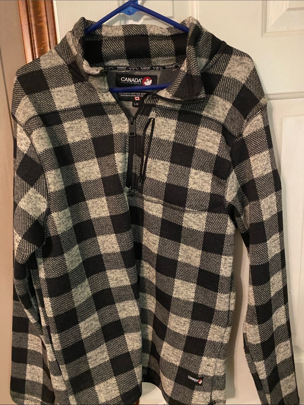 Canada Peak Black & Cream Plaid Half-Zip Sweatshirt